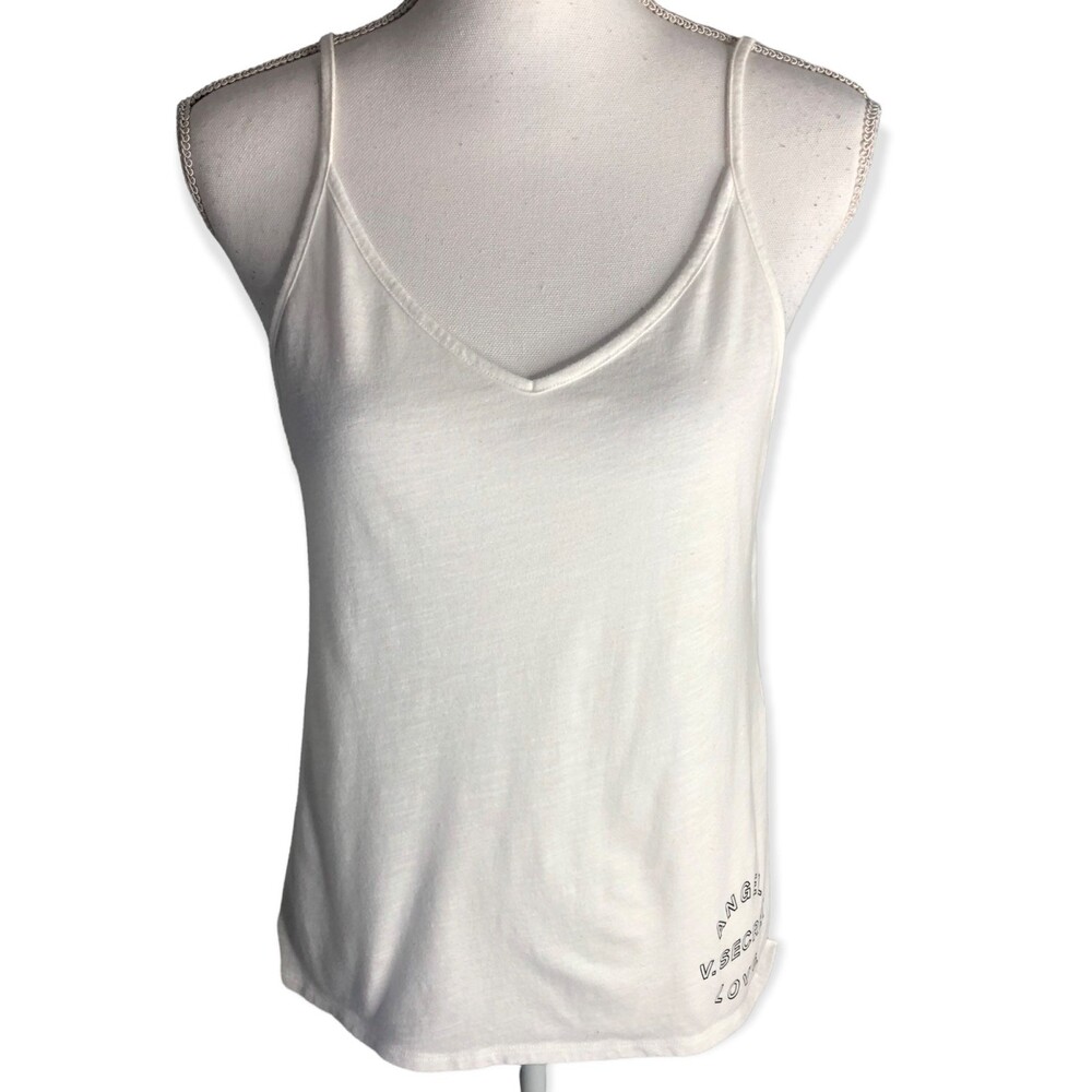 Victoria’s Secret White V-neck Sleeveless Tank Top